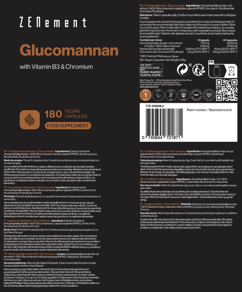 Glucomanano - 180 Cápsulas Veganas