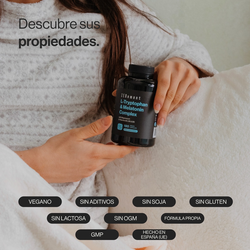 Complejo de L-Triptófano y Melatonina - 180 Cápsulas Veganas