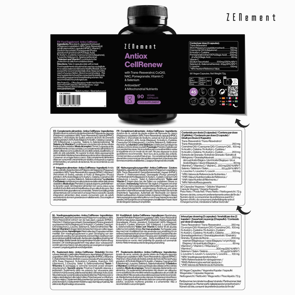 Antiox CellRenew - 90 Cápsulas Veganas