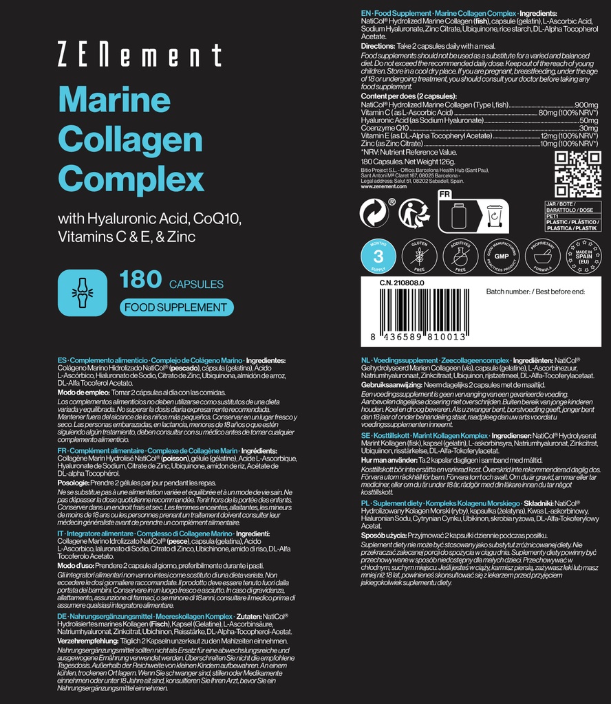 Complejo de Colágeno Marino - 180 Cápsulas