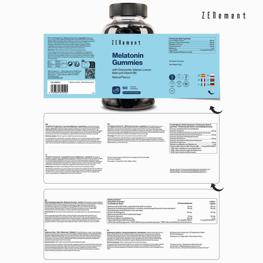 Gummies Melatonina - 90 Gominolas Veganas