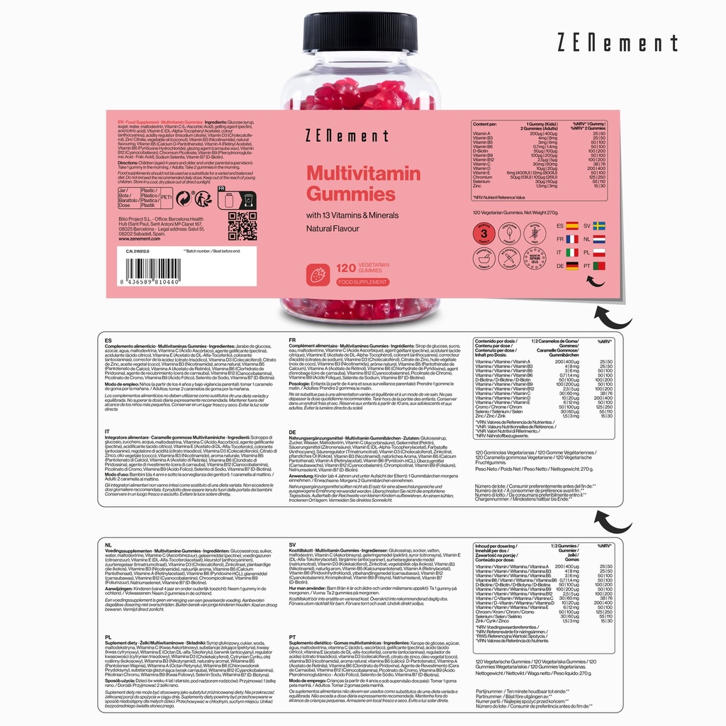 Multivitaminas Gominolas - 120 Gominolas