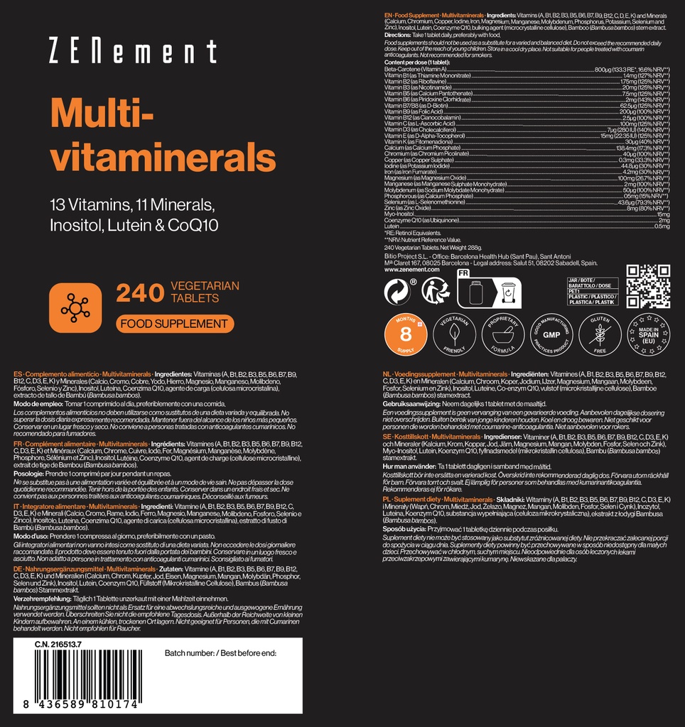 Multivitaminerals - 240 Comprimidos