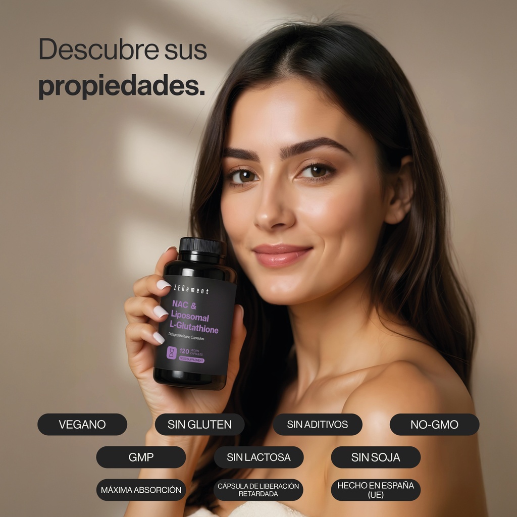 NAC y L-Glutatión Liposomal - 120 Cápsulas Veganas