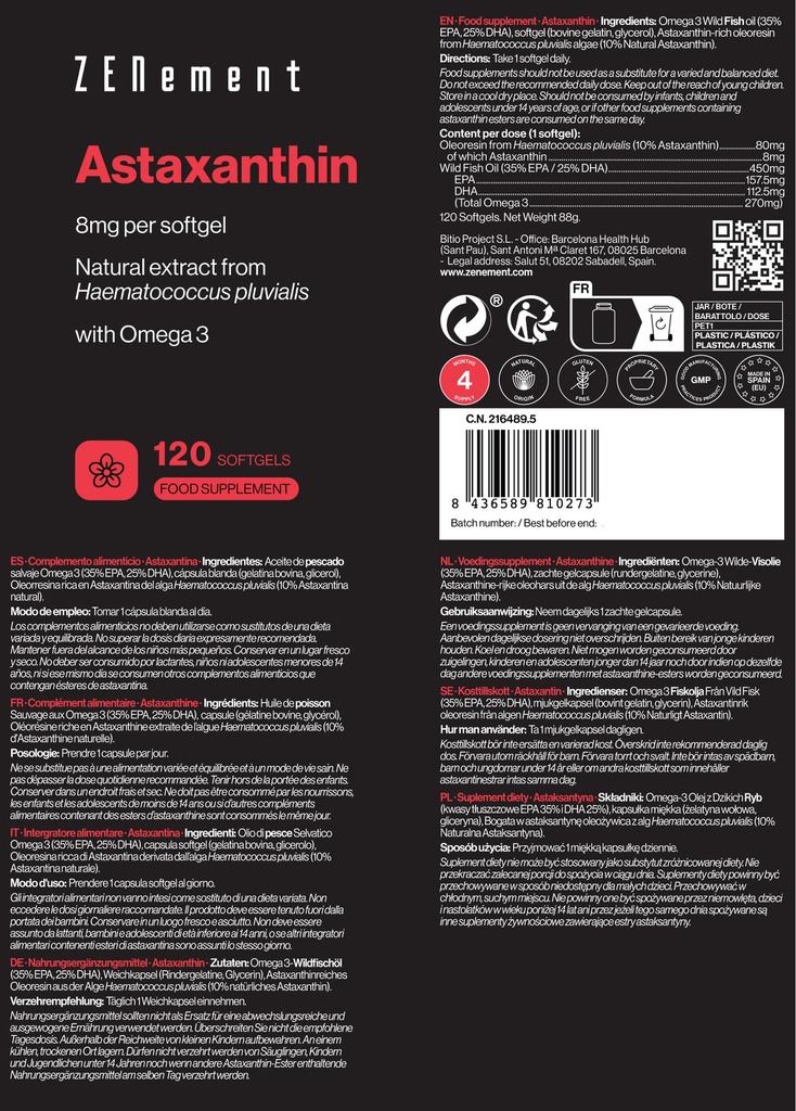 Astaxantina - 120 Cápsulas blandas