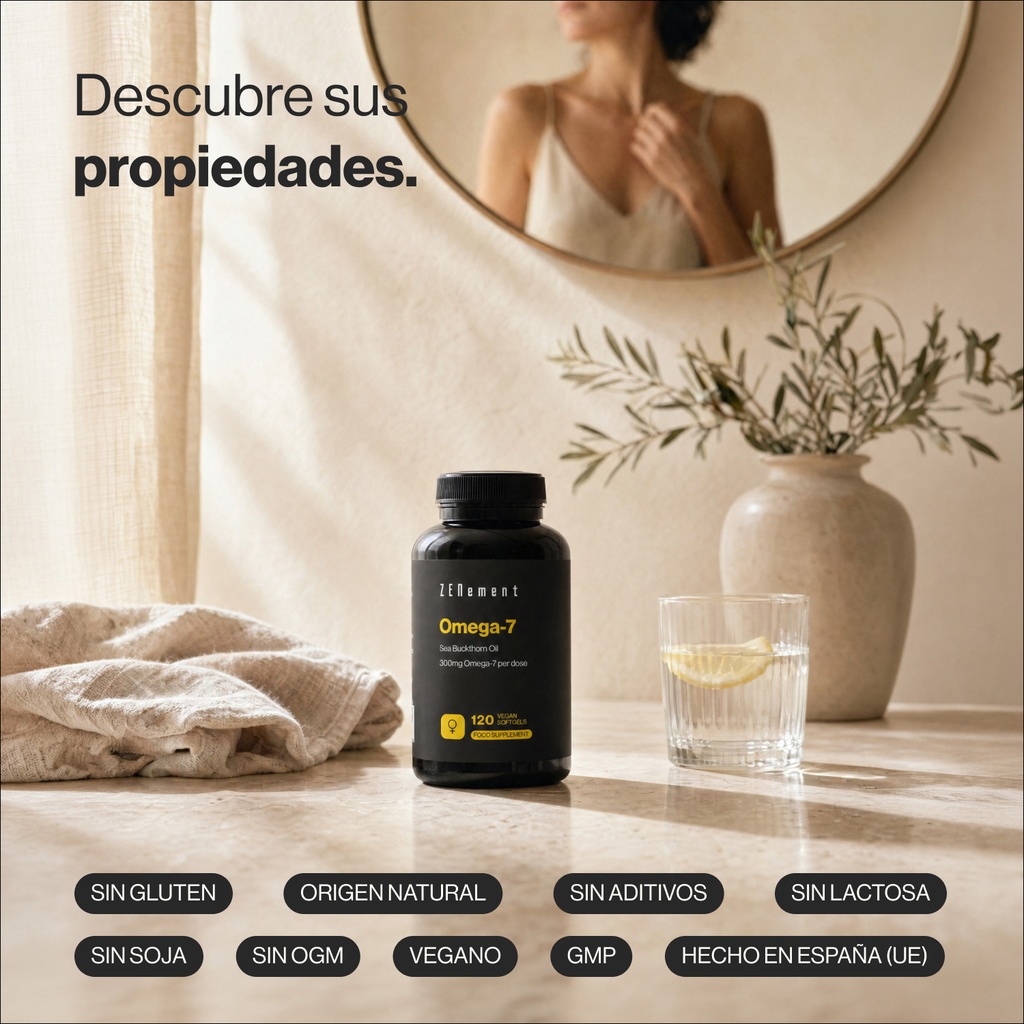 Omega-7 Aceite de espino amarillo - 120 Cápsulas blandas Veganas