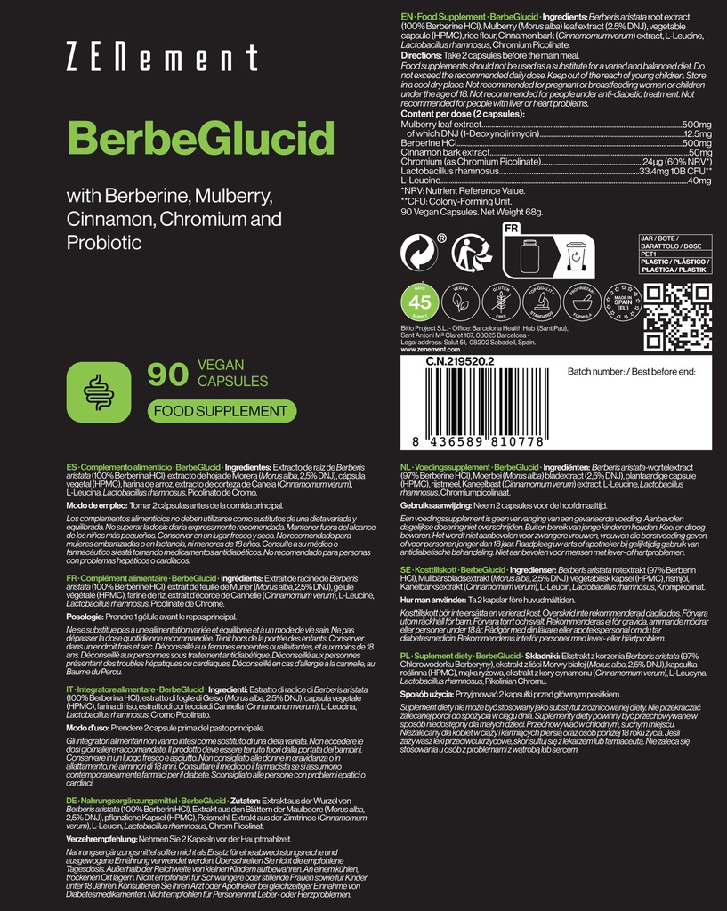 BerbeGlucid - 90 Cápsulas Veganas