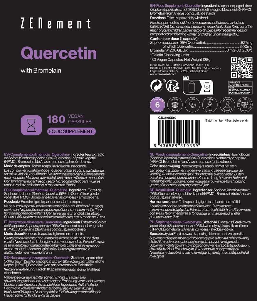 Quercetina - 180 Cápsulas Veganas