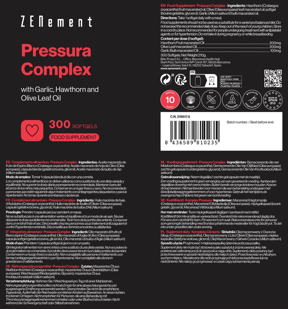 Pressura Complex - 300 Cápsulas blandas