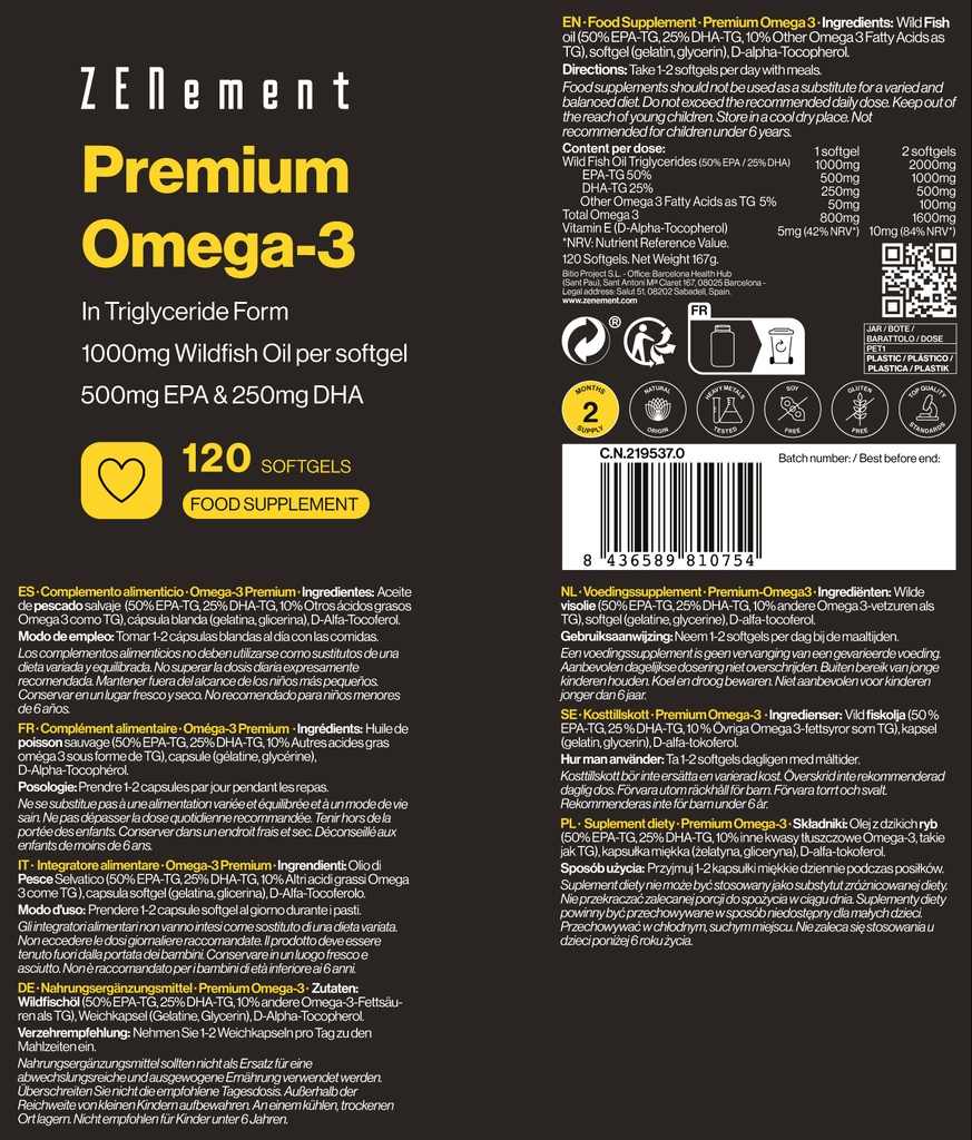 Omega 3 Premium - 120 Cápsulas blandas