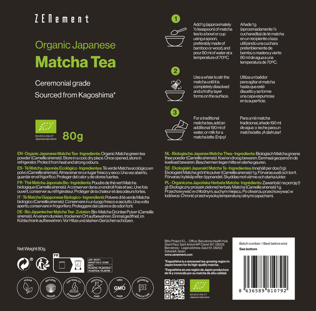 Té Matcha Japonés Ecológico - 80 g