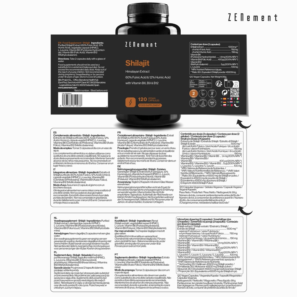Shilajit - 120 cápsulas veganas