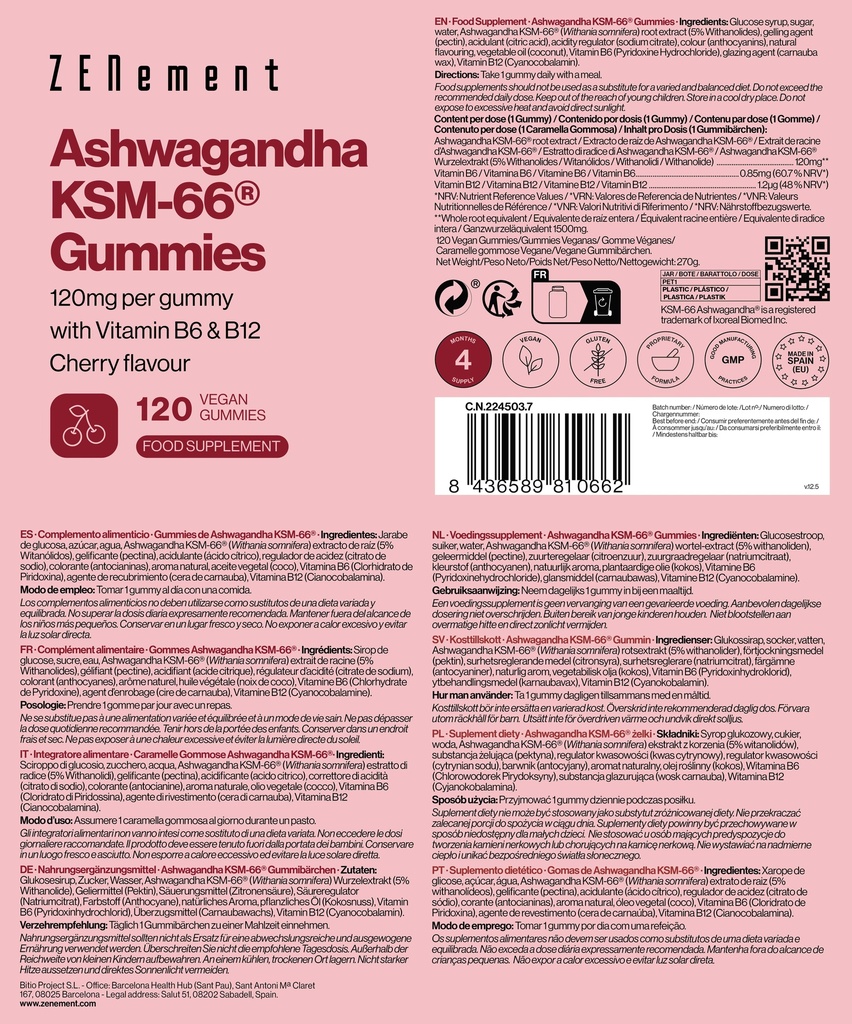Gummies Ashwagandha - 120 gominolas veganas 