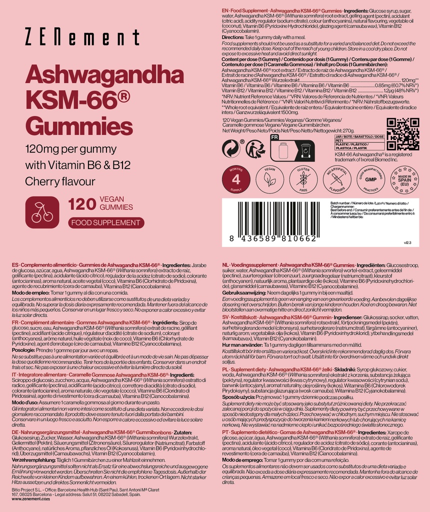 Gummies Ashwagandha - 120 gominolas veganas 