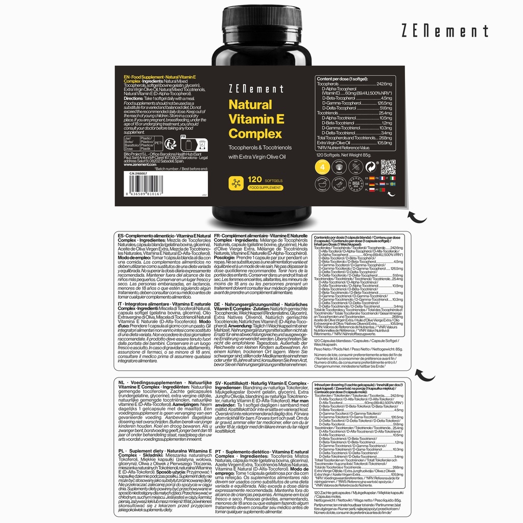 Complejo de Vitamina E Natural - 120 Cápsulas blandas