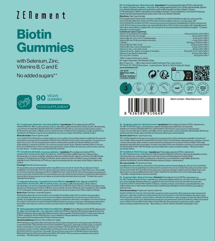 Gummies de Biotina - 90 Gominolas Veganas