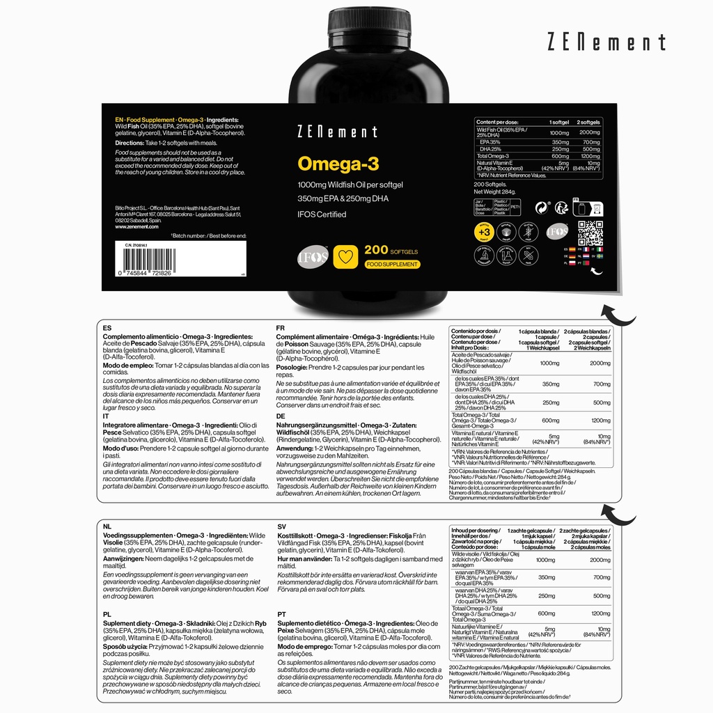 Omega 3 - 200 Cápsulas blandas