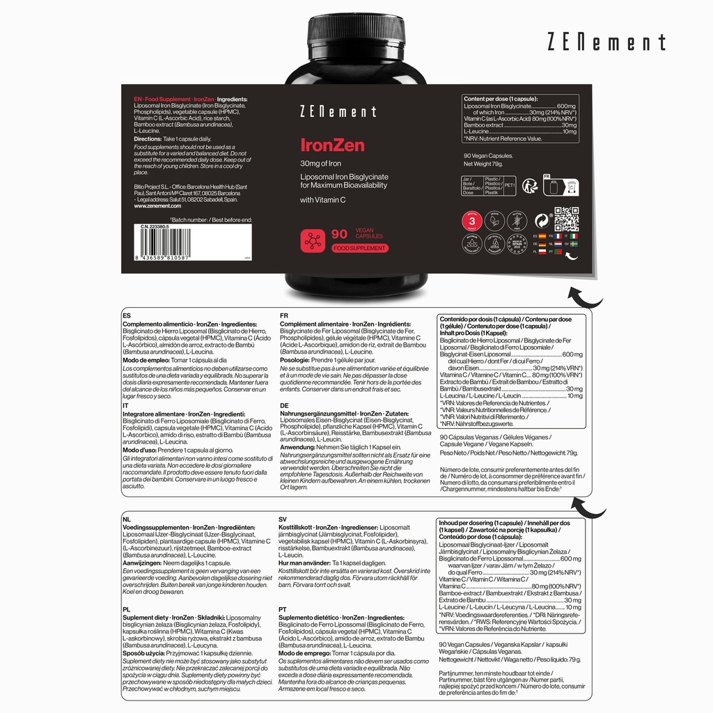 Iron Zen - 90 Cápsulas Veganas