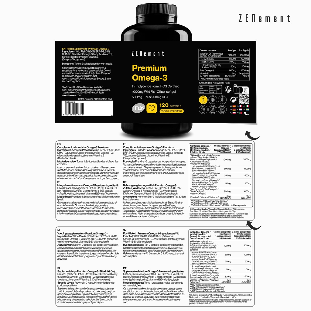 Omega 3 Premium - 120 Cápsulas blandas