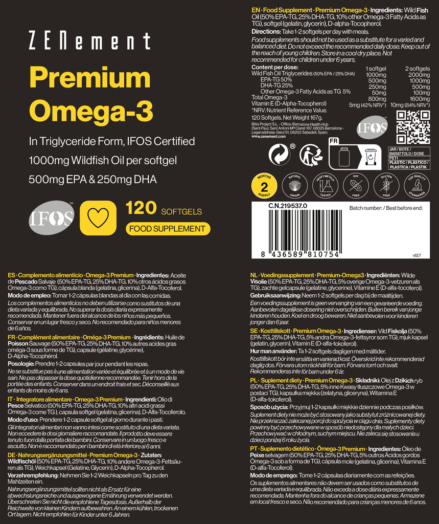 Omega 3 Premium - 120 Cápsulas blandas