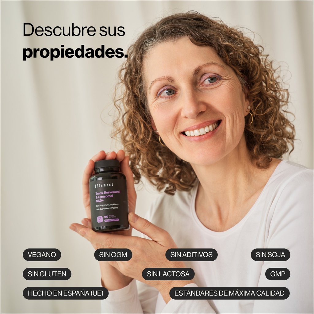 Trans-Resveratrol y NAD+ Liposomal - 90 Cápsulas Veganas