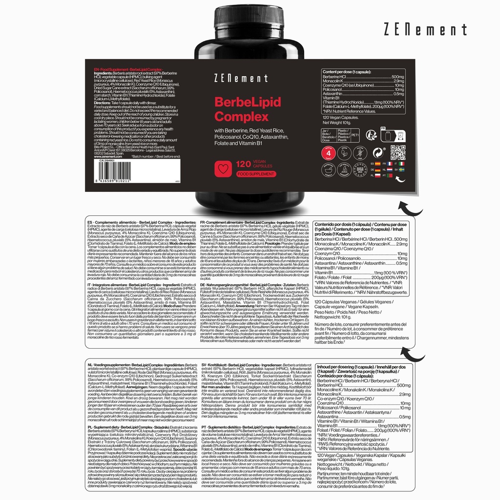 BerbeLipid Complex - 120 Cápsulas Veganas