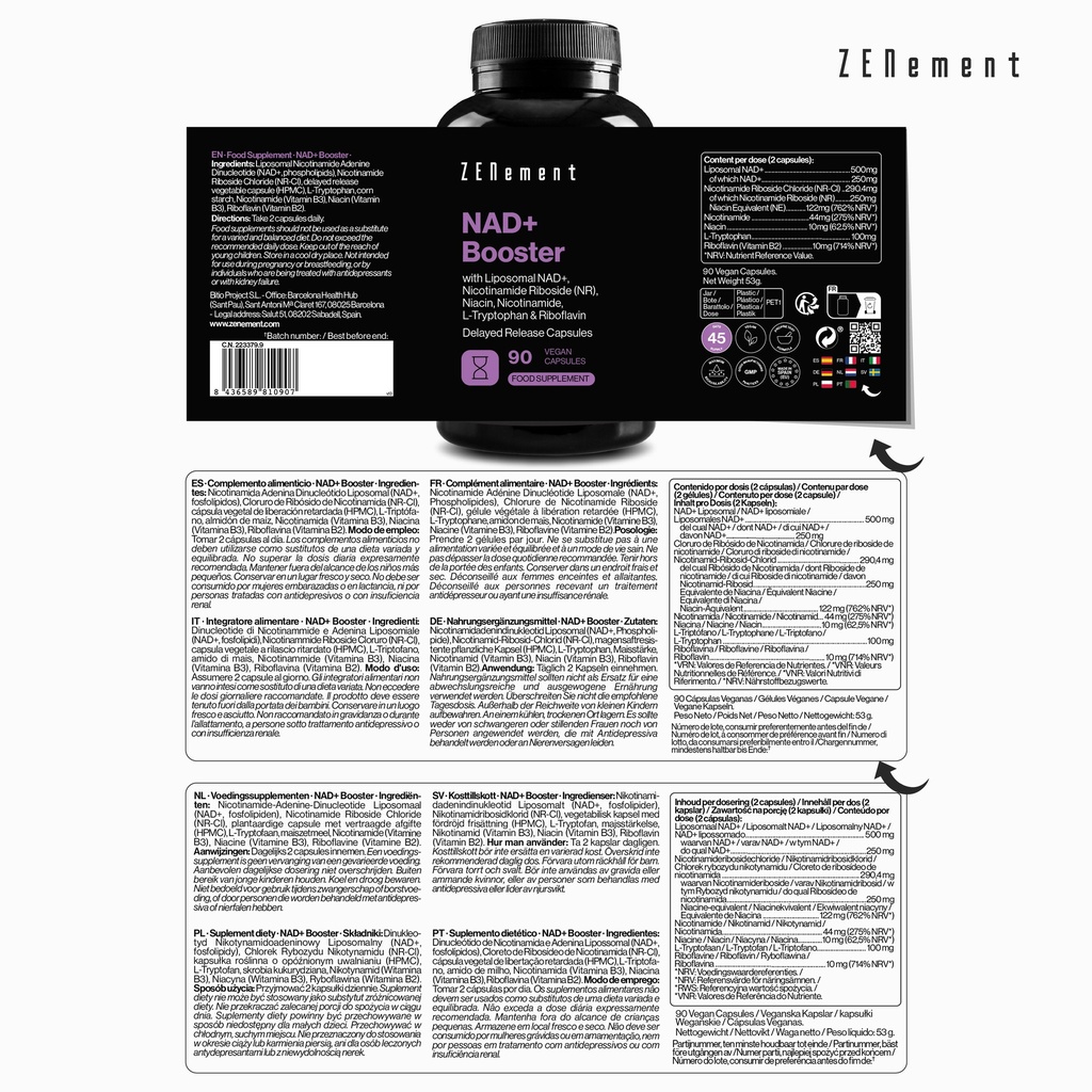 NAD+ Booster - 90 cápsulas veganas