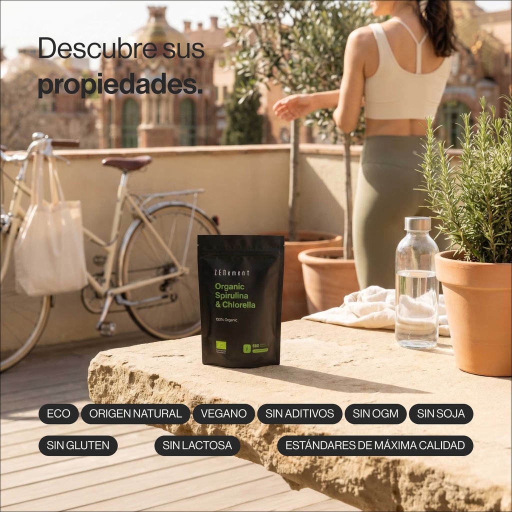 Espirulina + Clorella - 600 comprimidos veganos  