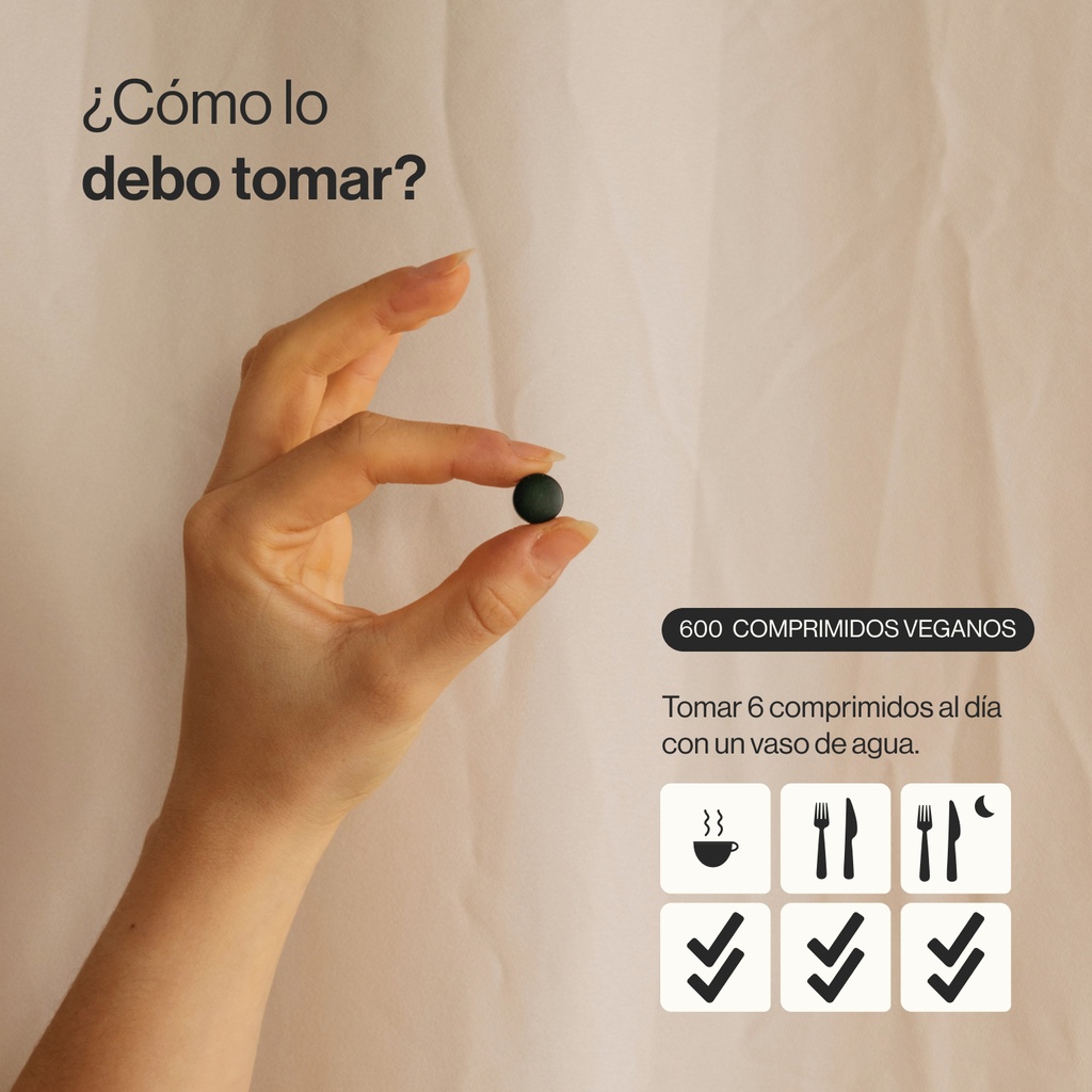 Espirulina + Clorella - 600 comprimidos veganos  