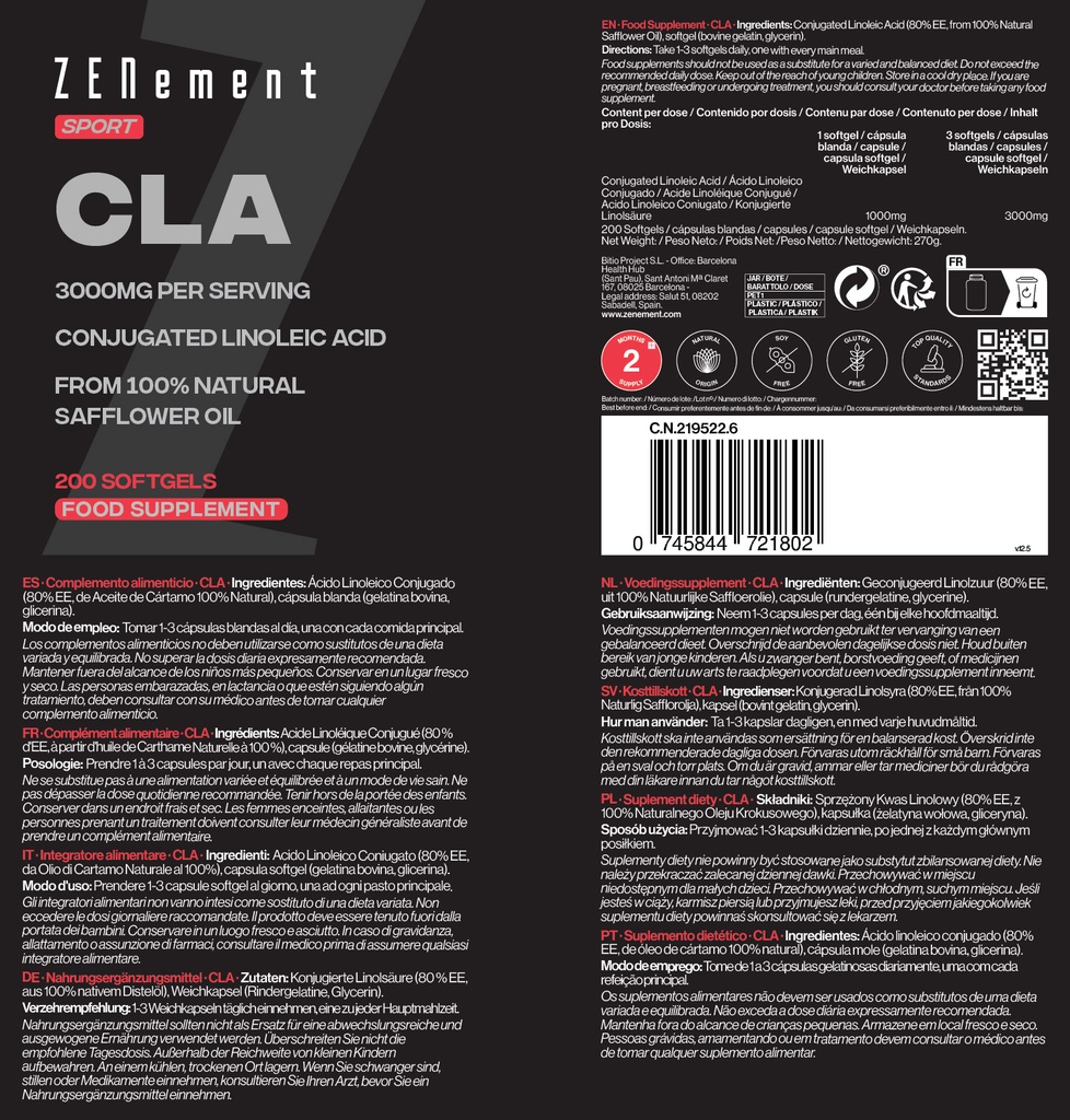 CLA - 200 Cápsulas blandas