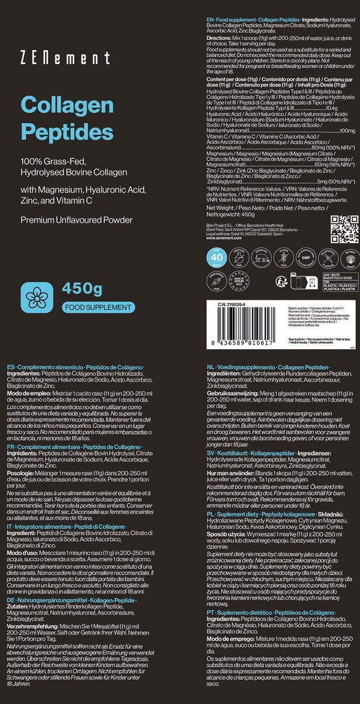 Péptidos de Colágeno - 450 g