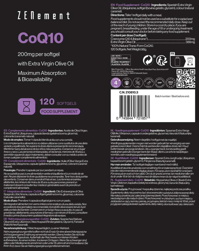 CoQ10 - 120 Cápsulas blandas