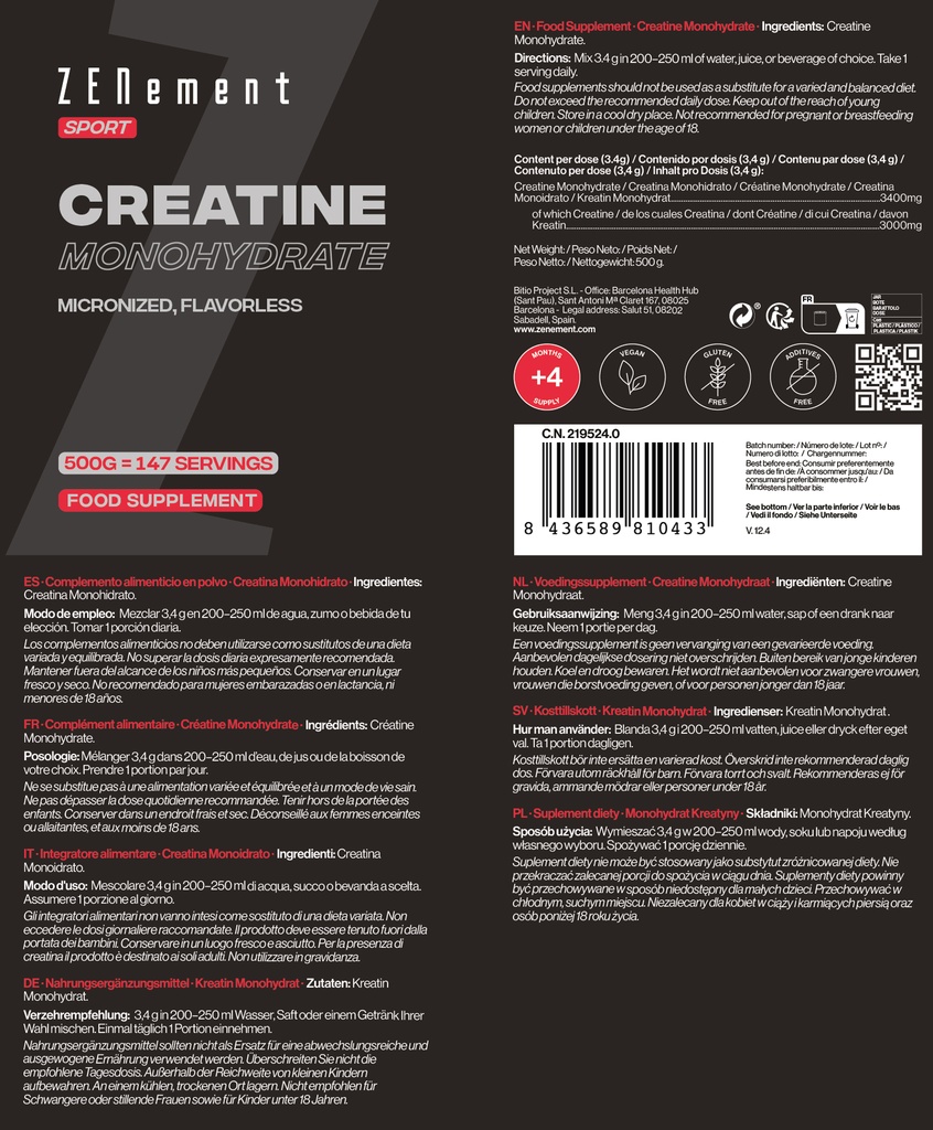 Creatina Monohidrato - 500 g