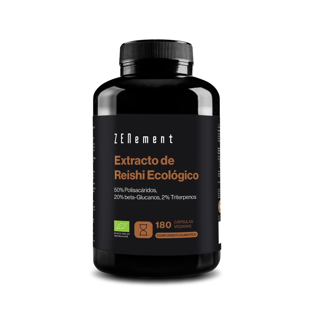 Extracto de Reishi Ecológico 50% Polisacáridos, 20% beta-Glucanos, 2% Triterpenos - 180 Cápsulas Veganas
